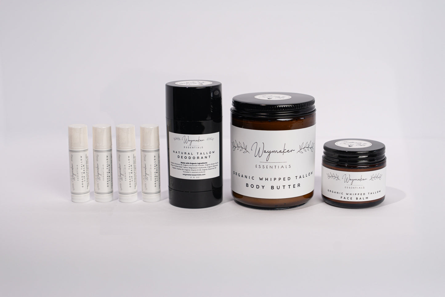 Collection of skincare products on a white background - Organic Tallow Bundle